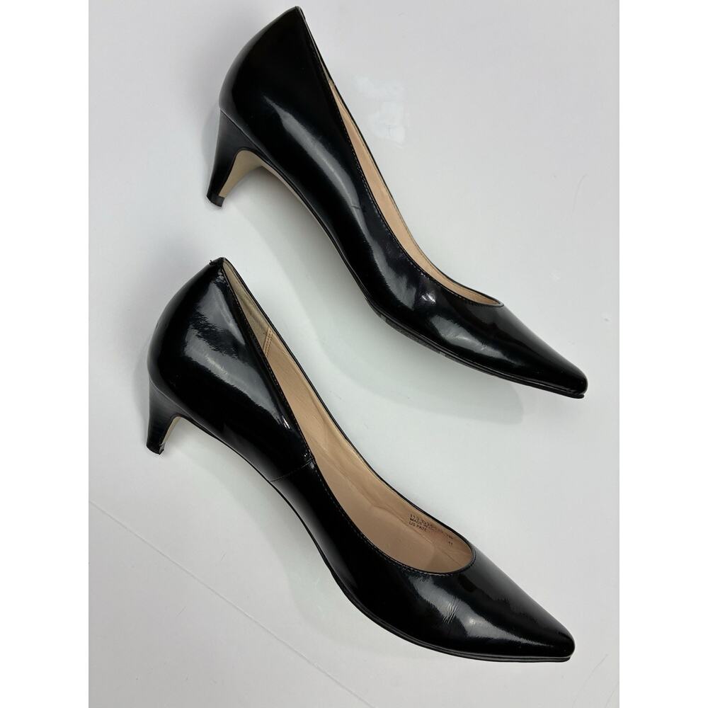 Cole Haan NikeAir Black Patent Leather Pointed Toe Kitten Heel 7B Quiet Luxury - Picture 2 of 9